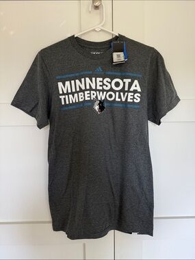 adidas Charcoal Minnesota Timberwolves Short Sleeve Tee with Blue & White Logo